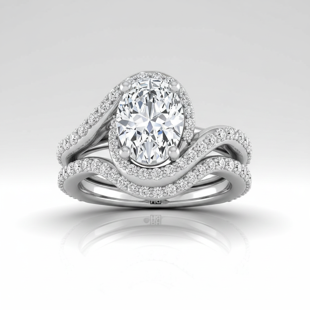 The Adelaide Matching Wedding Band, Oval in Platinum