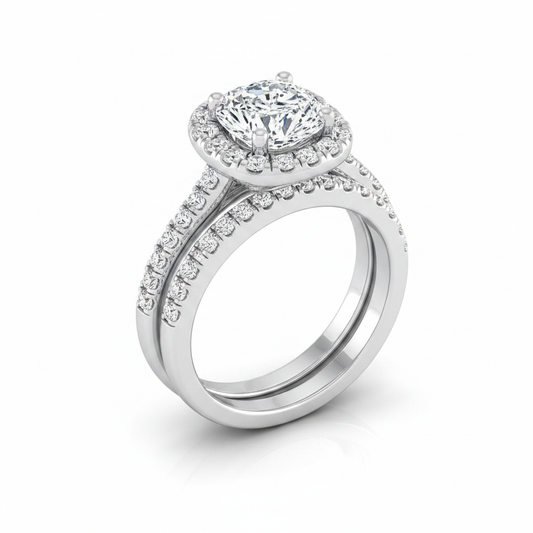 The Adriana Matching Wedding Band, Cushion in 18K White Gold