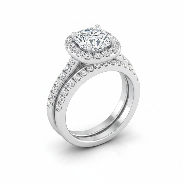 The Adriana Matching Wedding Band, Cushion in 18K White Gold | RockHer