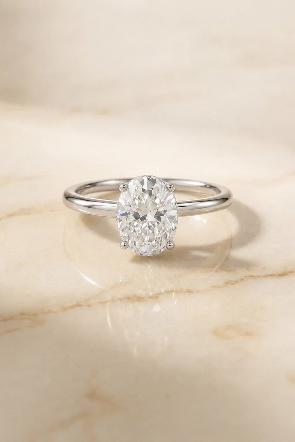 The Eartha oval engagement ring setting in Platinum | RockHer