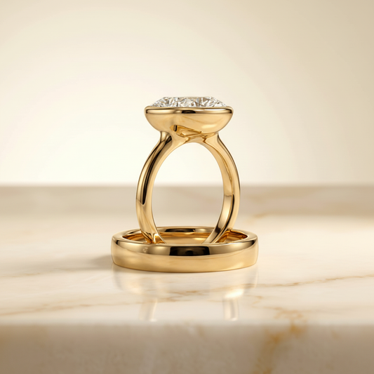 The Agnes Matching Wedding Band, Cushion in 18K Yellow Gold