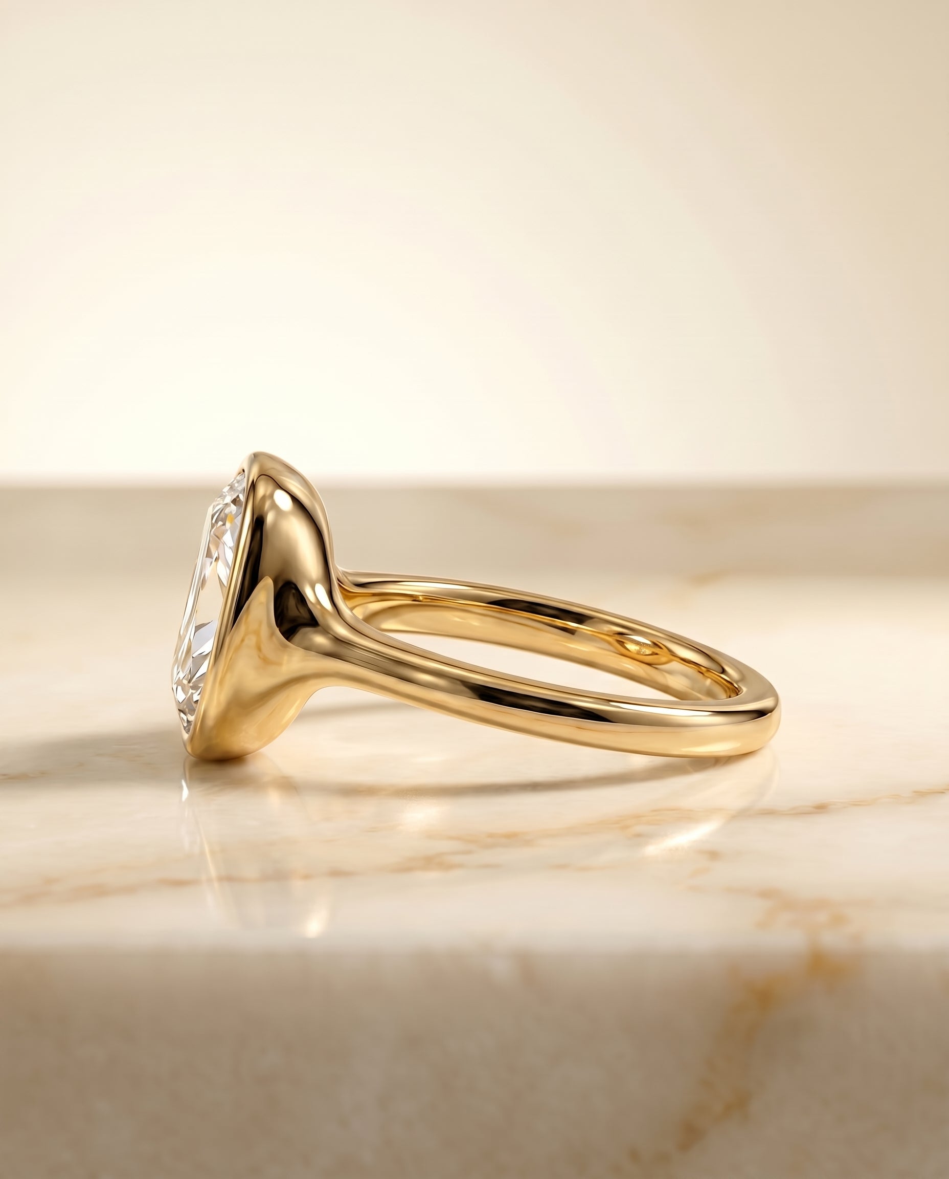 Detail styling of The Agnes cushion engagement ring setting in 18K Yellow Gold | RockHer