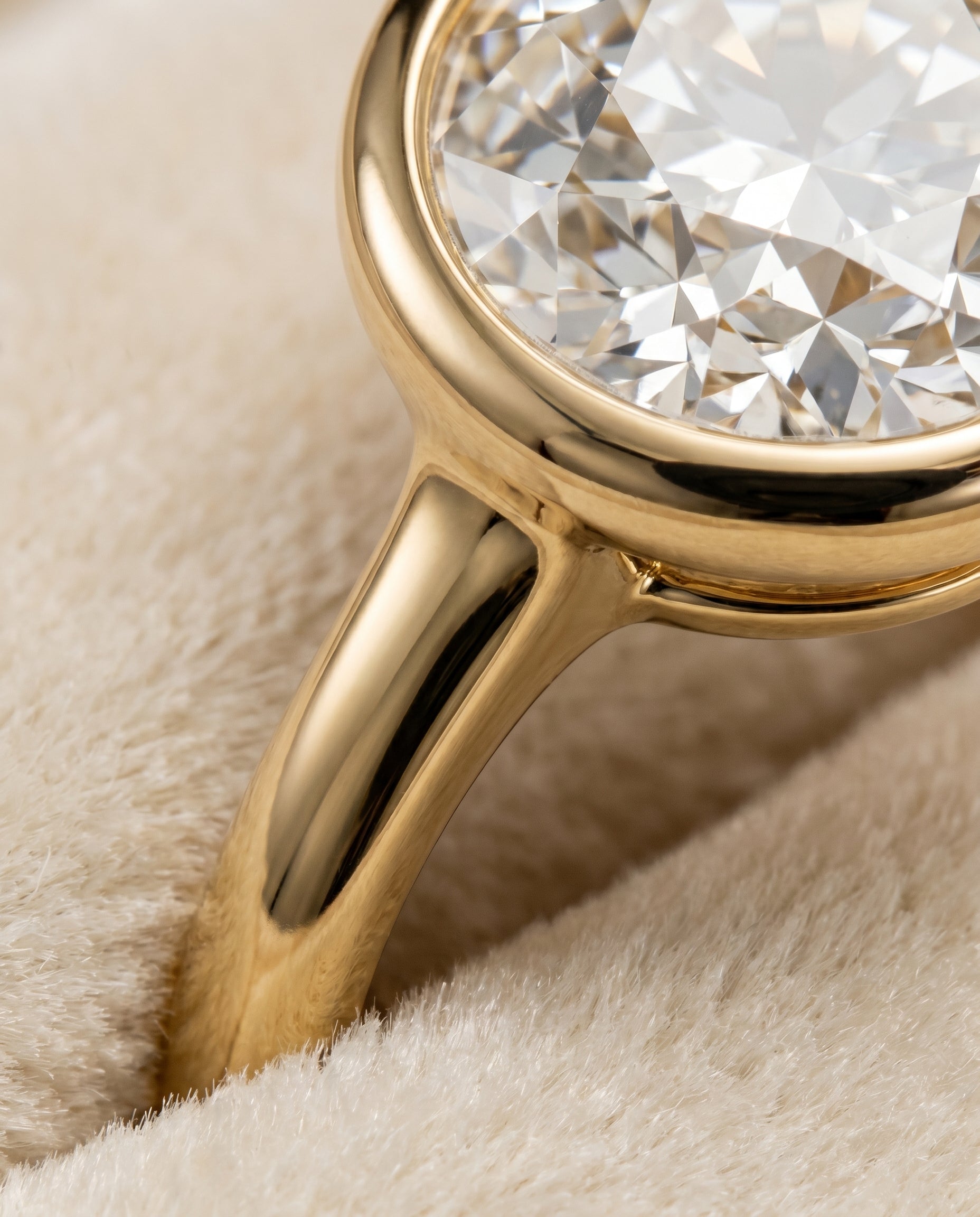 The Agnes Select Bezel Solitaire Engagement Ring with Lab Diamond in 18K Yellow Gold, view 4