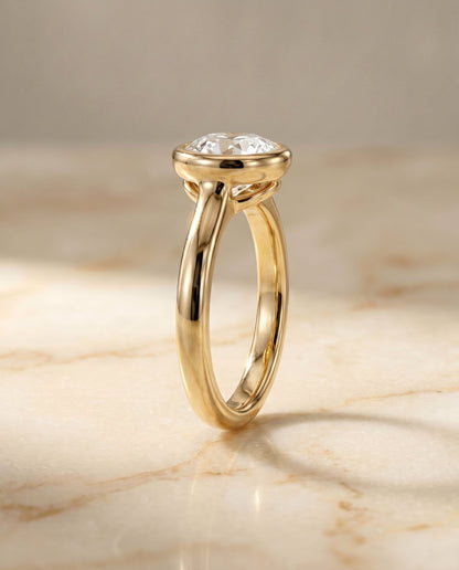 The Agnes Select Bezel Solitaire Engagement Ring with Lab Diamond in 18K Yellow Gold — view 5