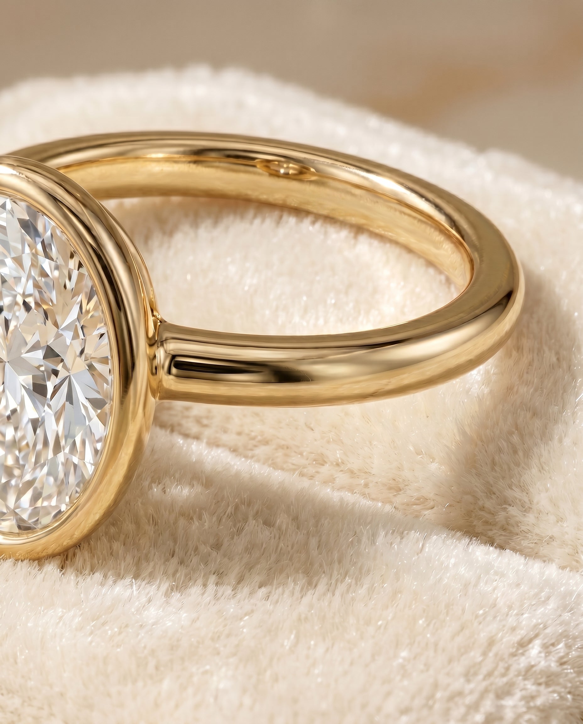 18K Yellow Gold band of The Agnes oval engagement ring setting | RockHer
