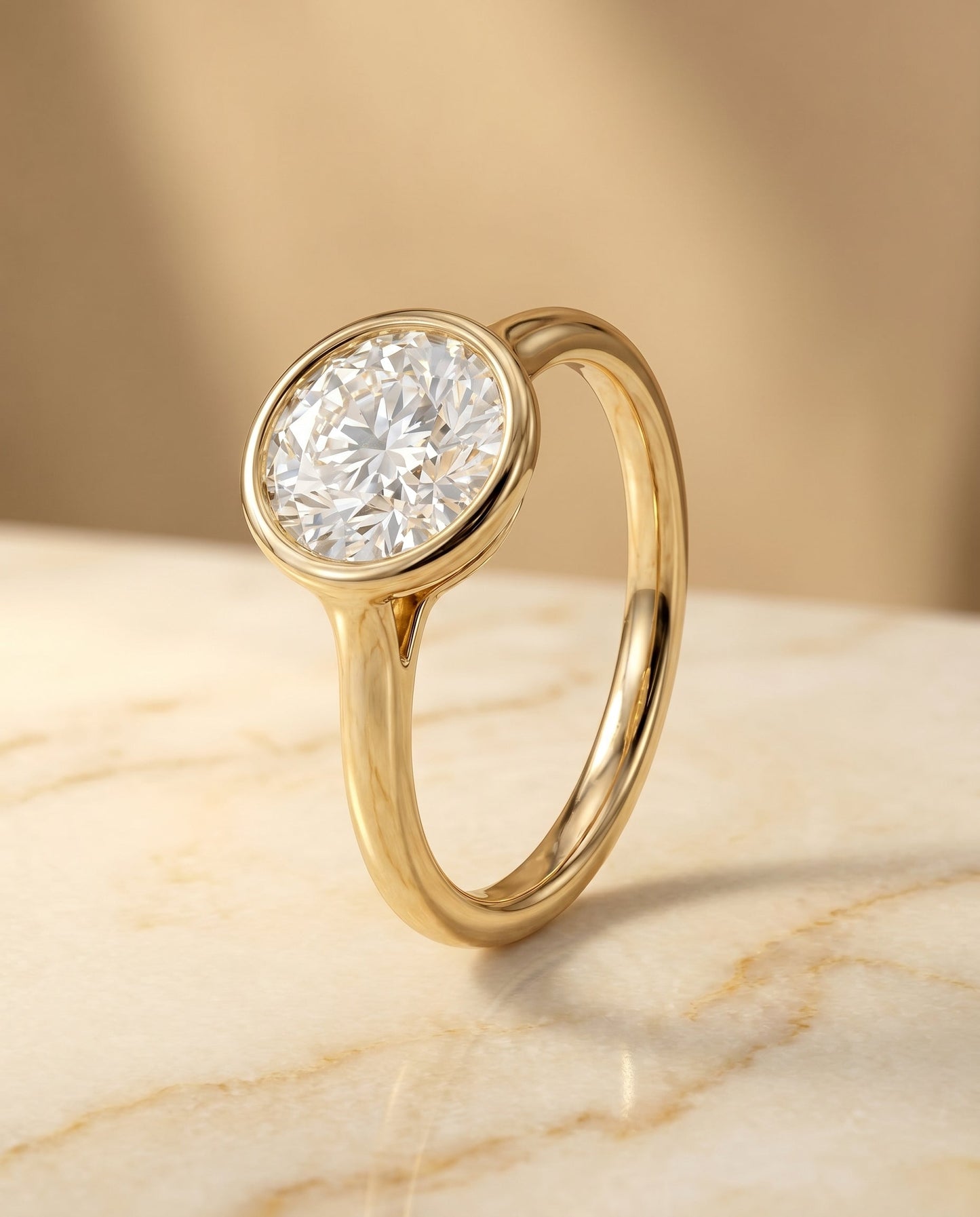 The Agnes Select Bezel Solitaire Engagement Ring with Lab Diamond in 18K Yellow Gold - view 2