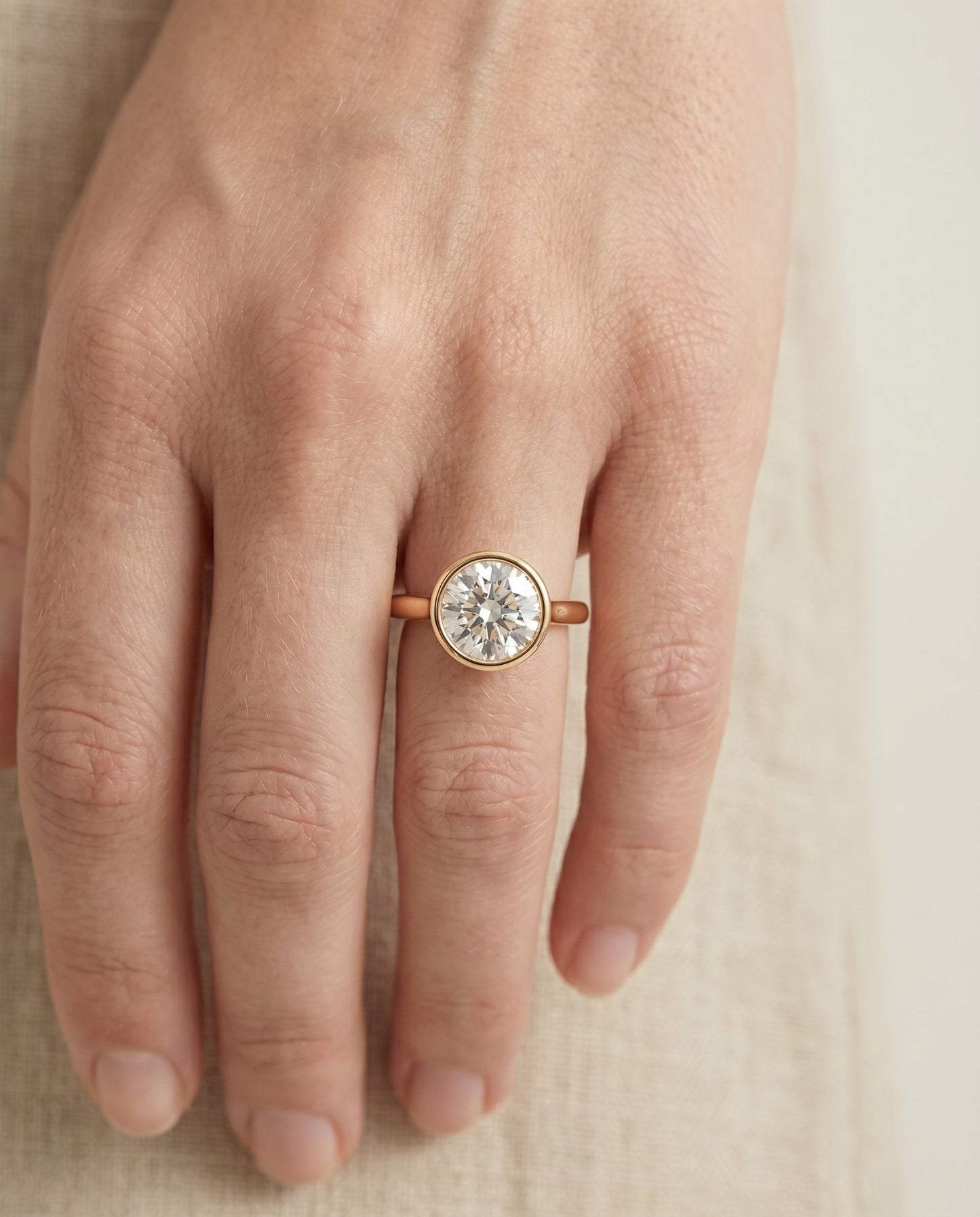 The Agnes Select Bezel Solitaire Engagement Ring with Lab Diamond in 18K Yellow Gold - view 3