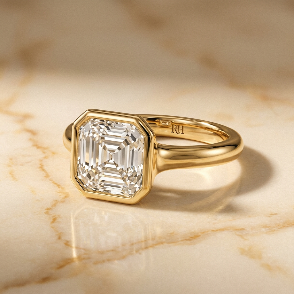 The Agnes Select Bezel Solitaire Engagement Ring with Lab Diamond in 18K Yellow Gold - view 1