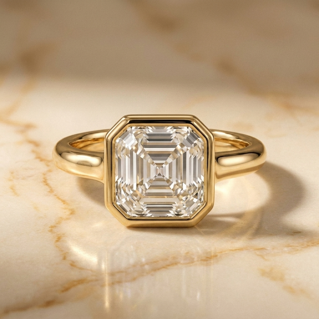 The Agnes Select Bezel Solitaire Engagement Ring with Lab Diamond in 18K Yellow Gold - view 2