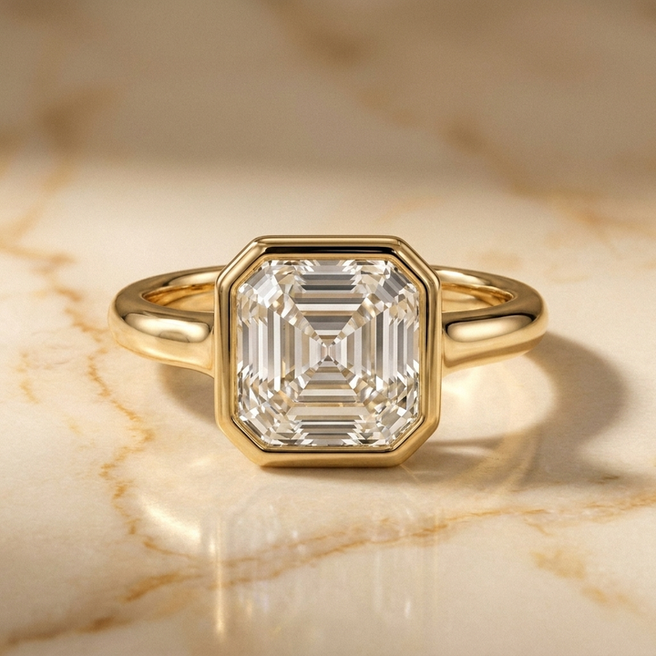 The Agnes Select Bezel Solitaire Engagement Ring with Lab Diamond in 18K Yellow Gold - view 2