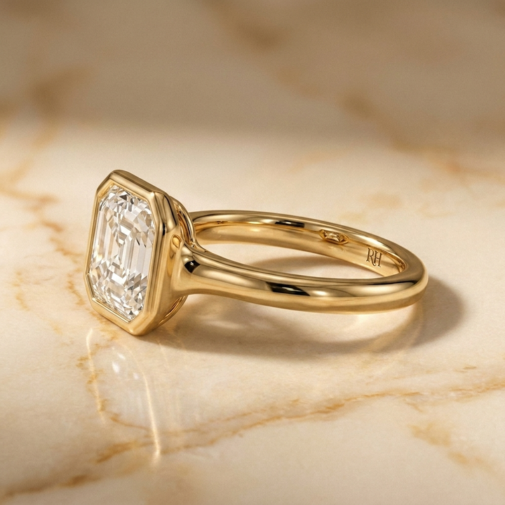 The Agnes Select Bezel Solitaire Engagement Ring with Lab Diamond in 18K Yellow Gold - view 3