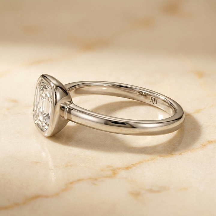 The Agnes Select Bezel Solitaire Engagement Ring with Lab Diamond in 18K White Gold - view 3