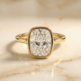 Agnes Cushion bezel solitaire engagement ring setting in 18K Yellow Gold — front view — RockHer