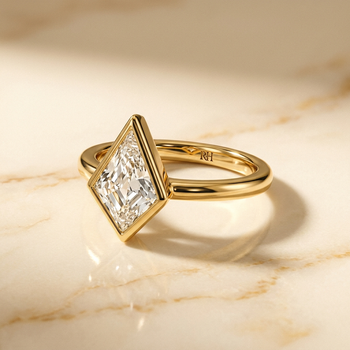 The Agnes Bezel Solitaire In Kite Engagement Ring Setting in 18K Yellow Gold