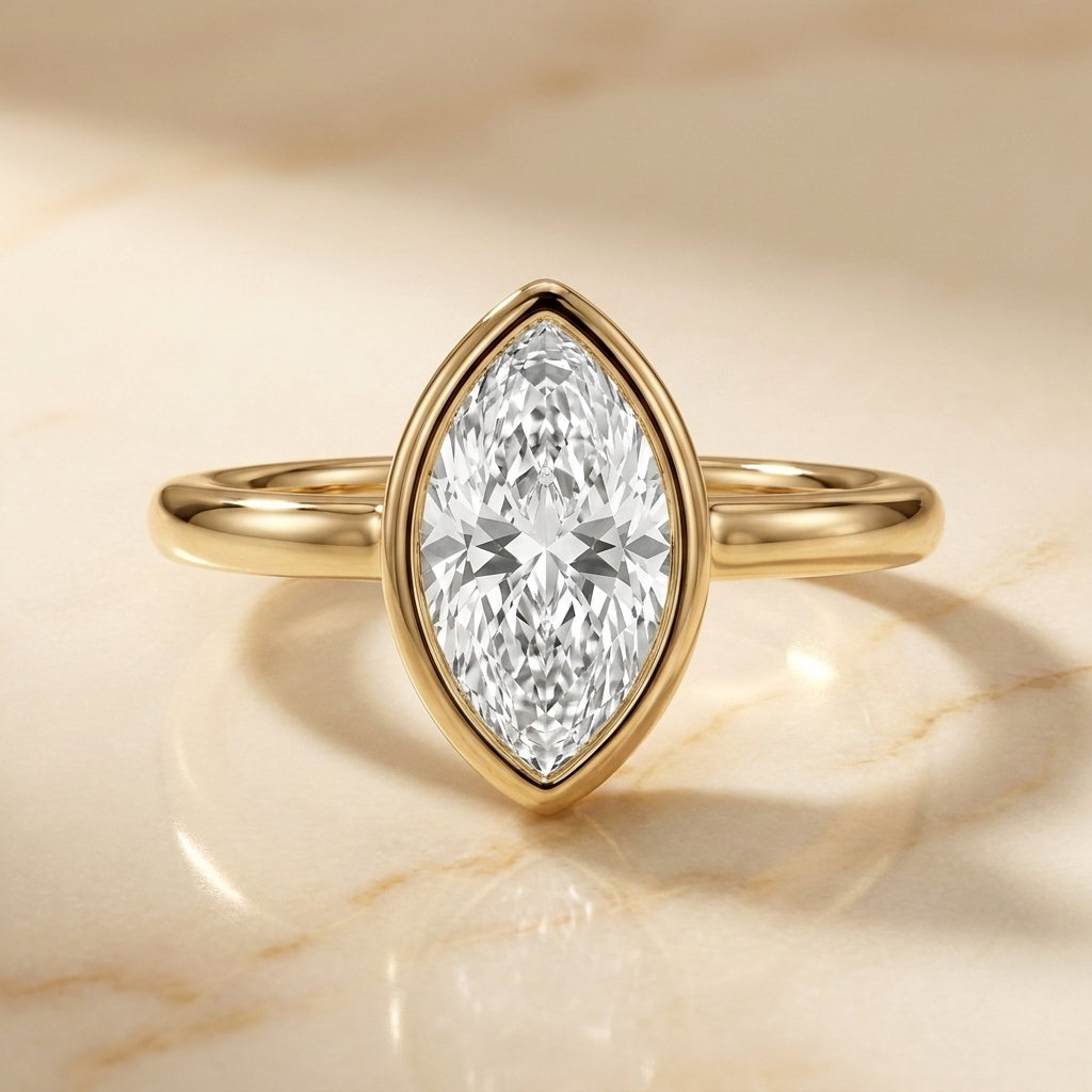 The Agnes Select Bezel Solitaire Engagement Ring with Lab Diamond in 18K Yellow Gold - view 2