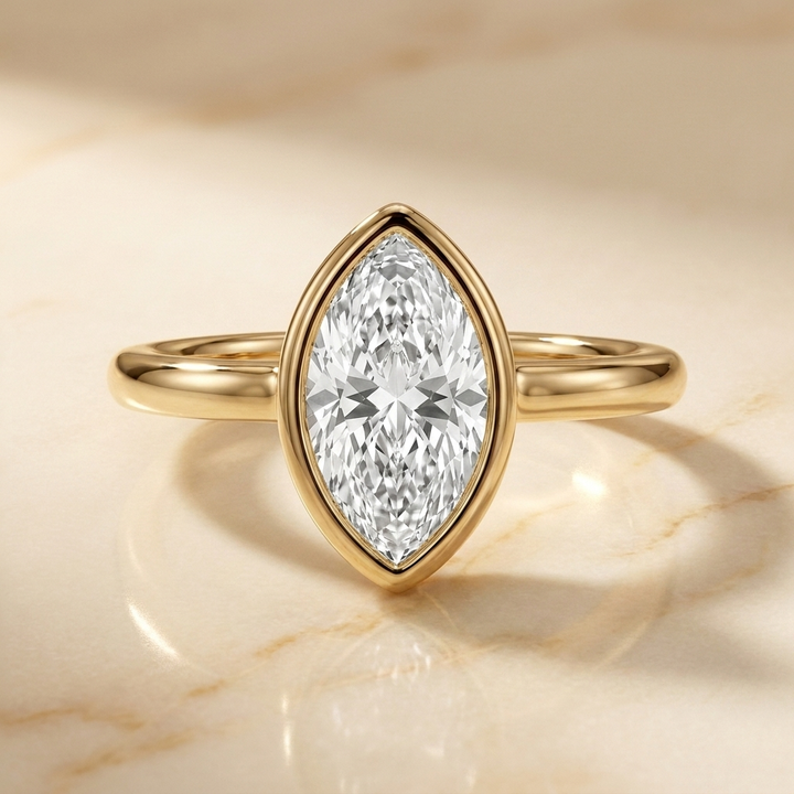 The Agnes Select Bezel Solitaire Engagement Ring with Lab Diamond in 18K Yellow Gold - view 2