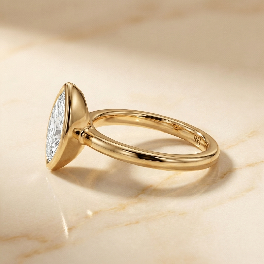 The Agnes Select Bezel Solitaire Engagement Ring with Lab Diamond in 18K Yellow Gold - view 3