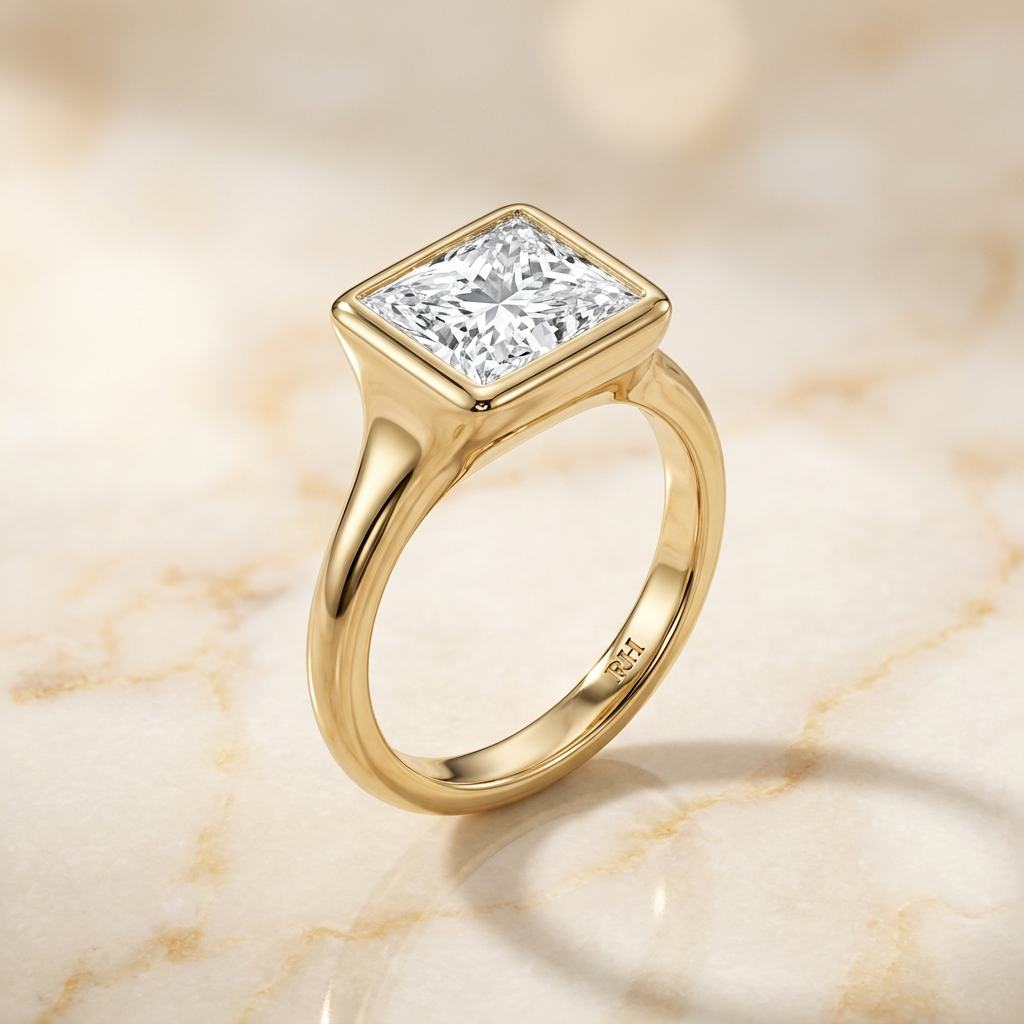 The Agnes Select Bezel Solitaire Engagement Ring with Lab Diamond in 18K Yellow Gold - view 1