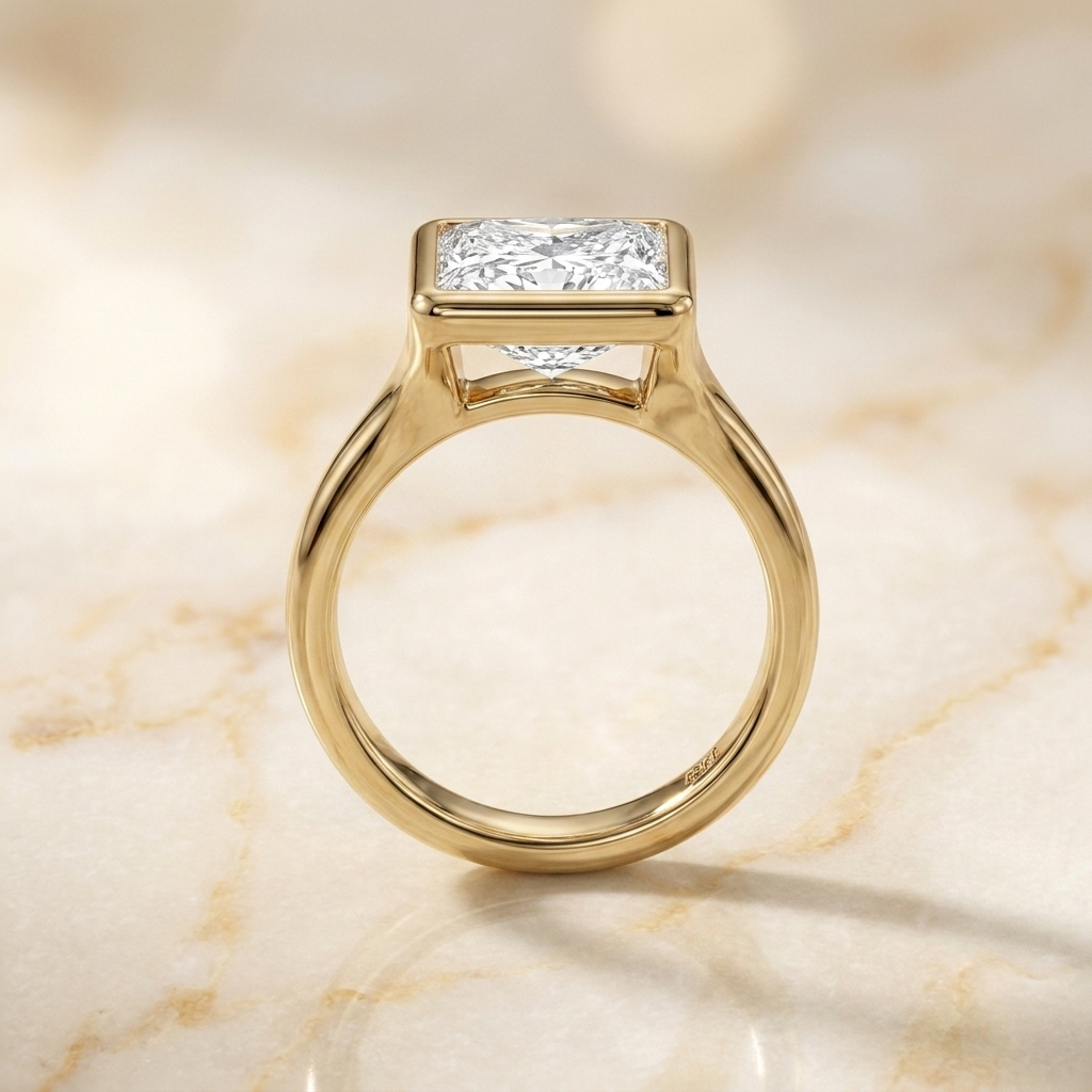 The Agnes Select Bezel Solitaire Engagement Ring with Lab Diamond in 18K Yellow Gold - view 2