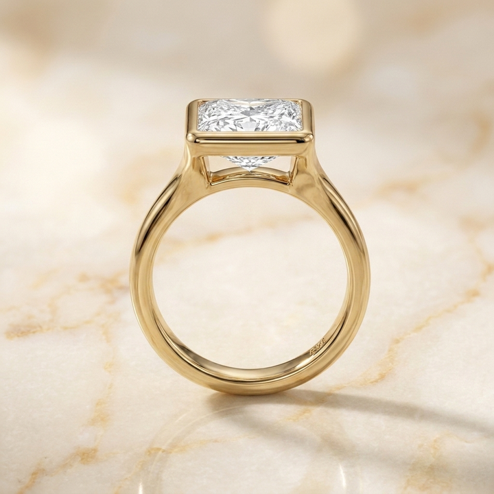 The Agnes Select Bezel Solitaire Engagement Ring with Lab Diamond in 18K Yellow Gold - view 2