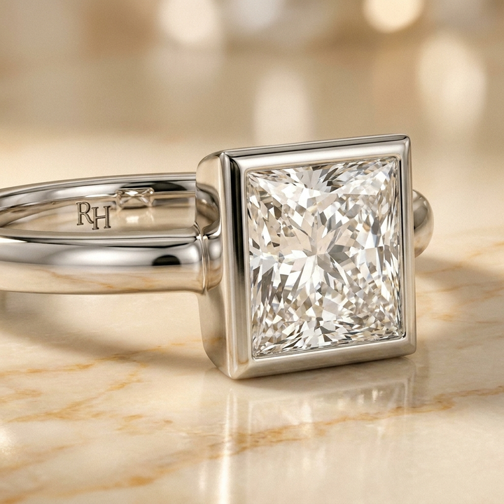 The Agnes Select Bezel Solitaire Engagement Ring with Lab Diamond in 18K White Gold - view 4