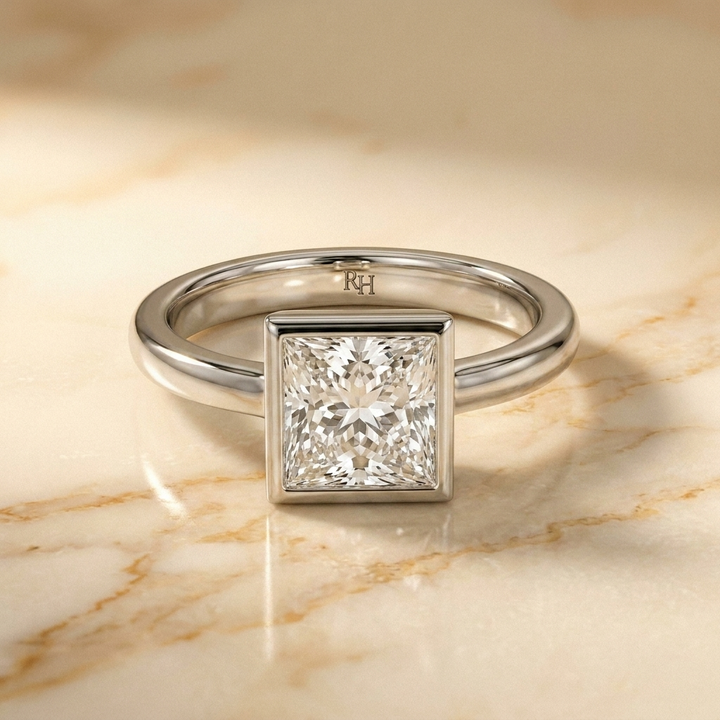 The Agnes Select Bezel Solitaire Engagement Ring with Lab Diamond in 18K White Gold - view 2