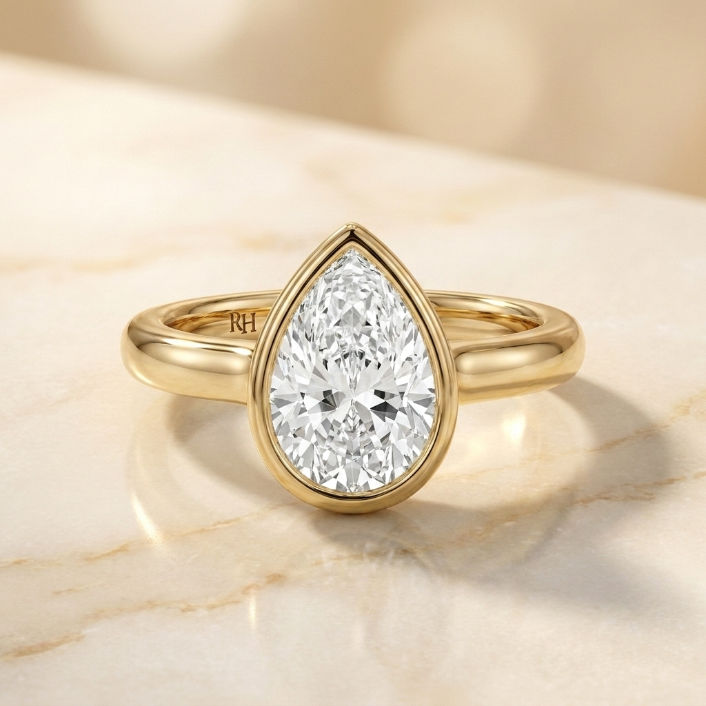 The Agnes Select Bezel Solitaire Engagement Ring with Lab Diamond in 18K Yellow Gold - view 2