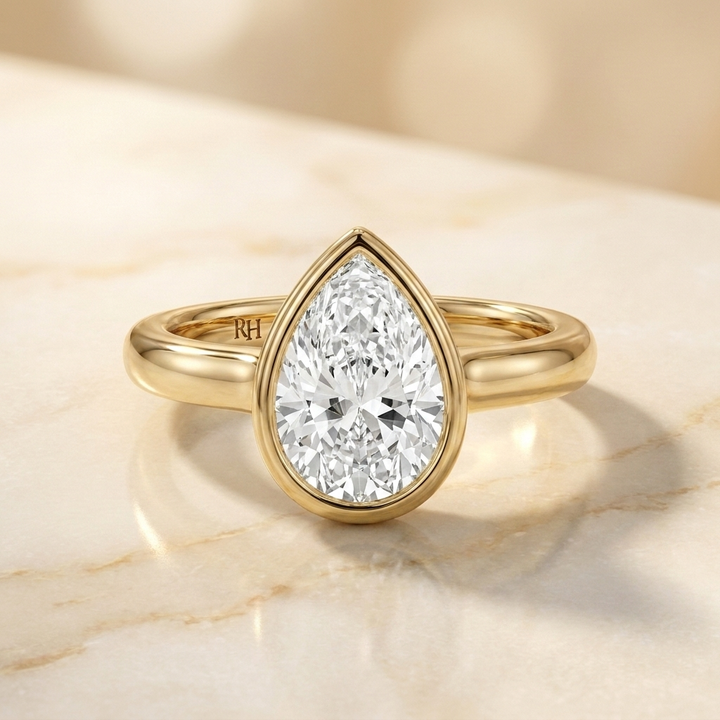 The Agnes Select Bezel Solitaire Engagement Ring with Lab Diamond in 18K Yellow Gold - view 2