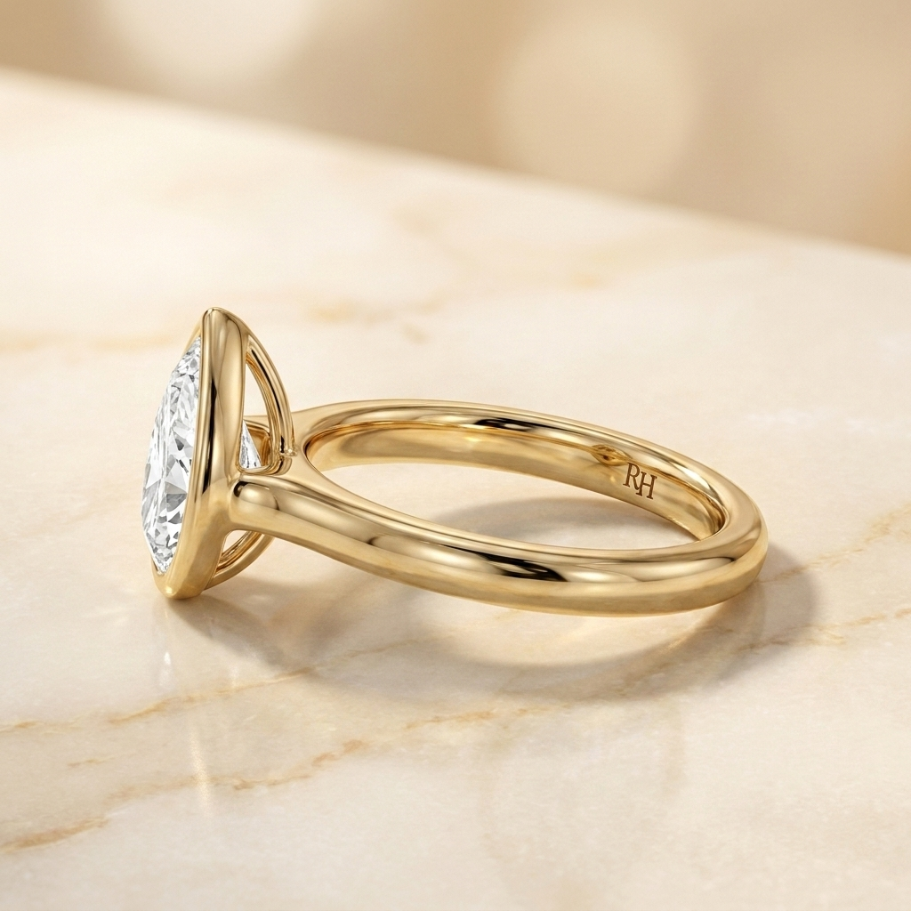 The Agnes Select Bezel Solitaire Engagement Ring with Lab Diamond in 18K Yellow Gold - view 3
