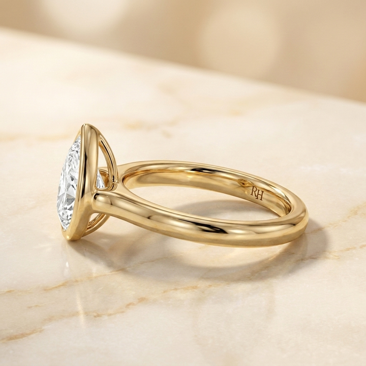 The Agnes Select Bezel Solitaire Engagement Ring with Lab Diamond in 18K Yellow Gold - view 3