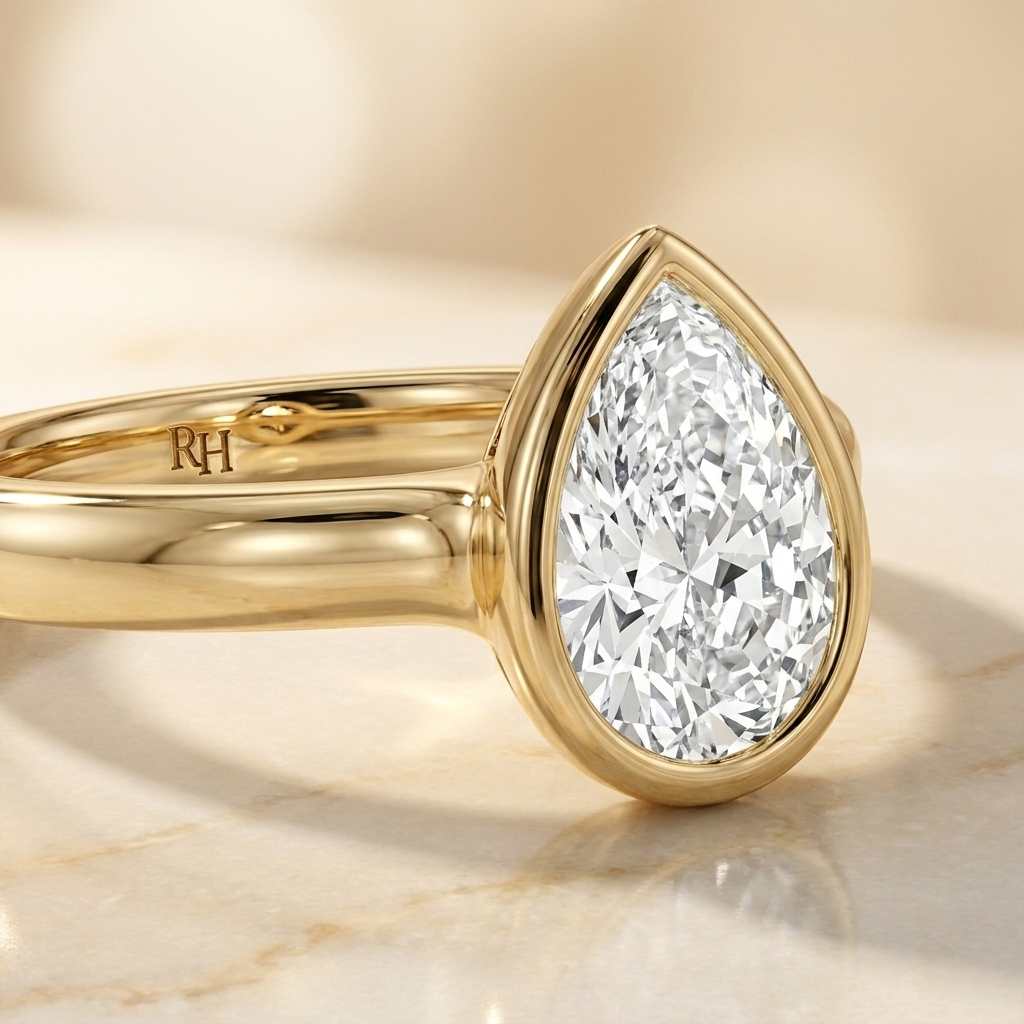 The Agnes Select Bezel Solitaire Engagement Ring with Lab Diamond in 18K Yellow Gold - view 4