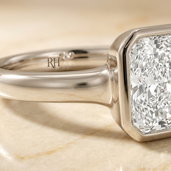 The Agnes Select Bezel Solitaire Engagement Ring with Lab Diamond in Platinum - view 4