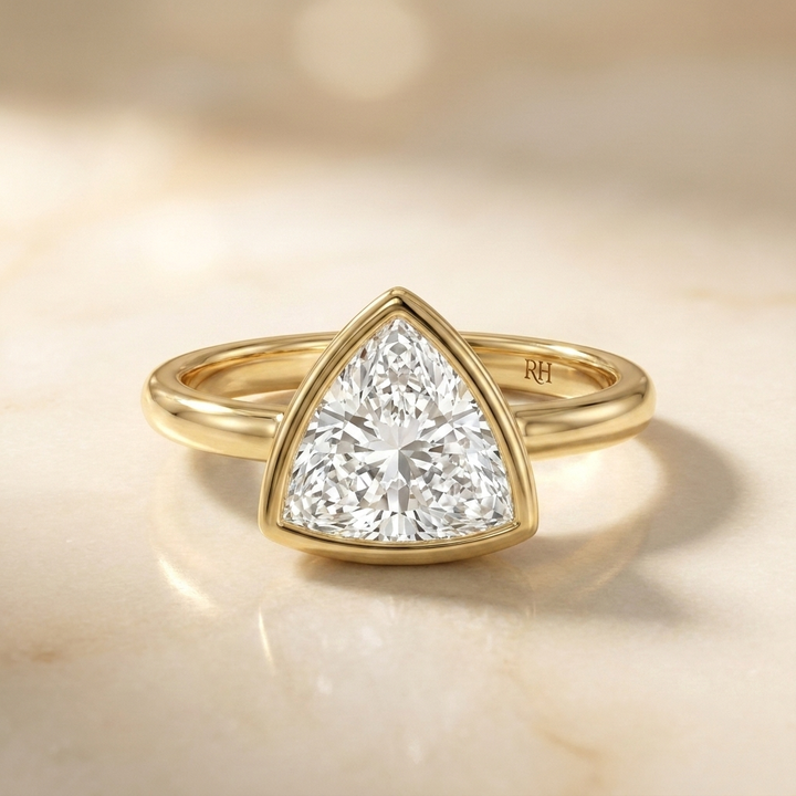 The Agnes Select Bezel Solitaire Engagement Ring with Lab Diamond in 18K Yellow Gold - view 2