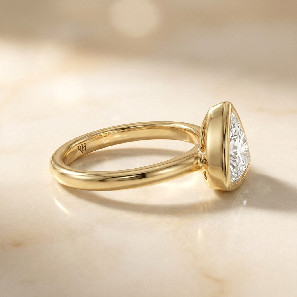 The Agnes Select Bezel Solitaire Engagement Ring with Lab Diamond in 18K Yellow Gold - view 3