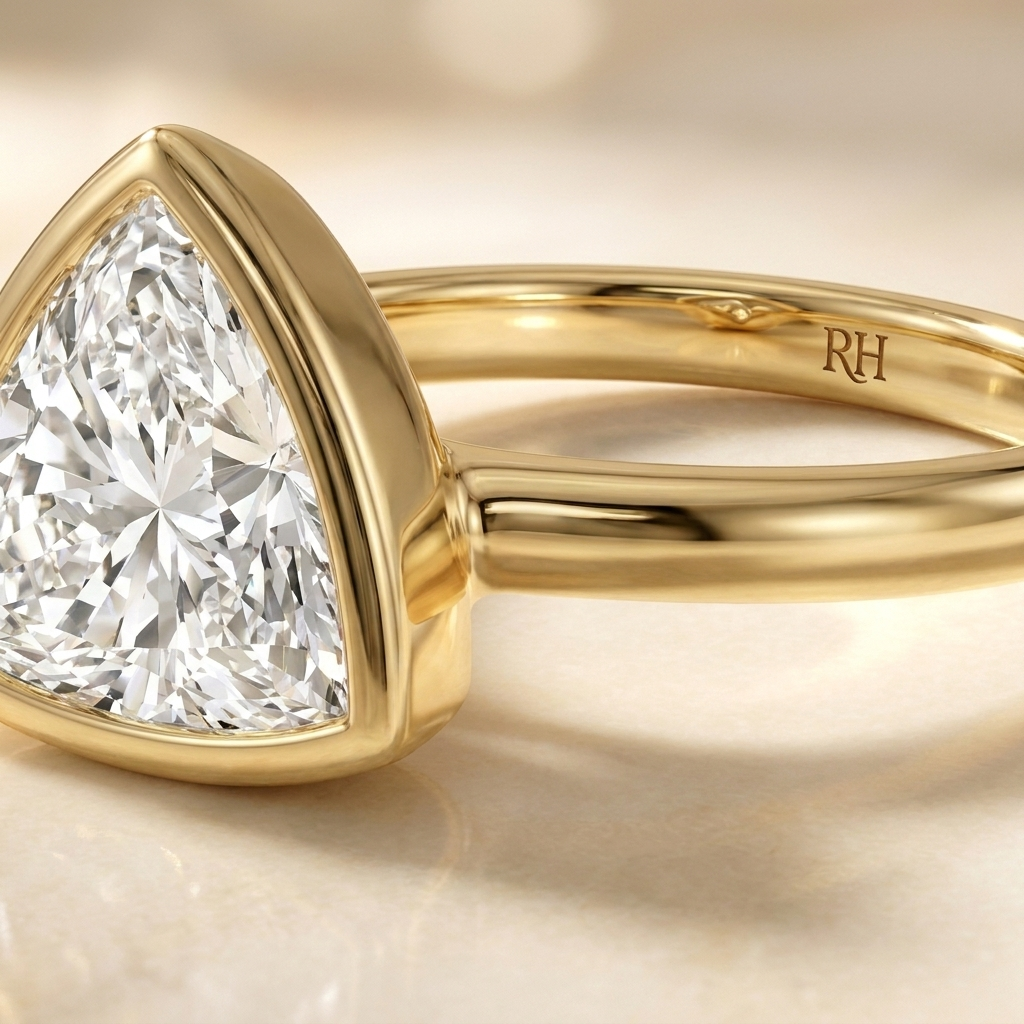 The Agnes Select Bezel Solitaire Engagement Ring with Lab Diamond in 18K Yellow Gold - view 4
