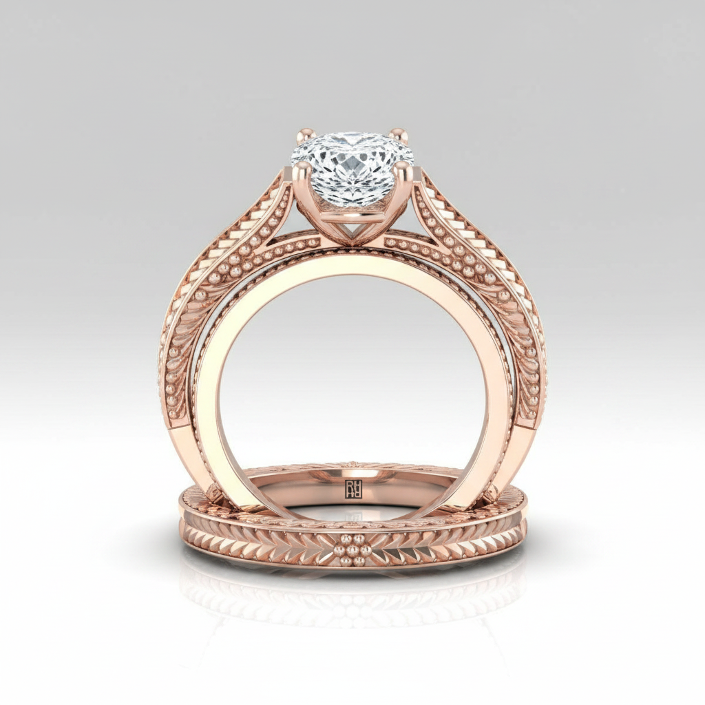 The Aida Matching Wedding Band, Cushion in 14K Rose Gold