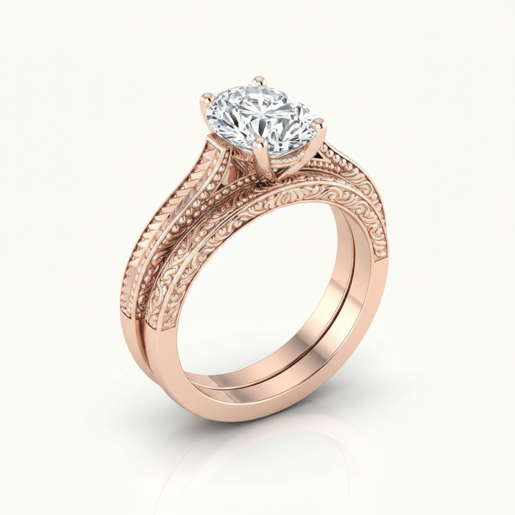 The Aida Matching Wedding Band, Oval in 14K Rose Gold