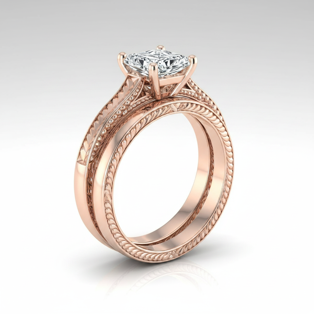 The Aida Matching Wedding Band, Radiant in 14K Rose Gold
