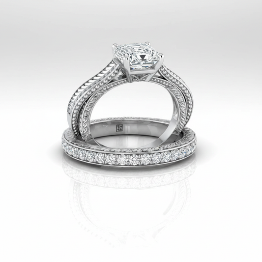 The Aida Matching Wedding Band, Asscher in 18K White Gold