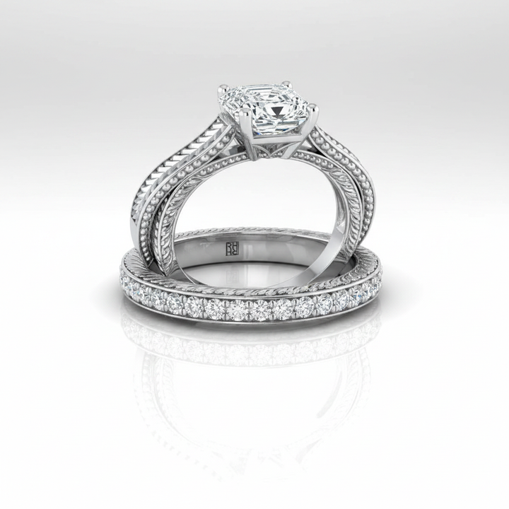 The Aida Matching Wedding Band, Asscher in 18K White Gold | RockHer