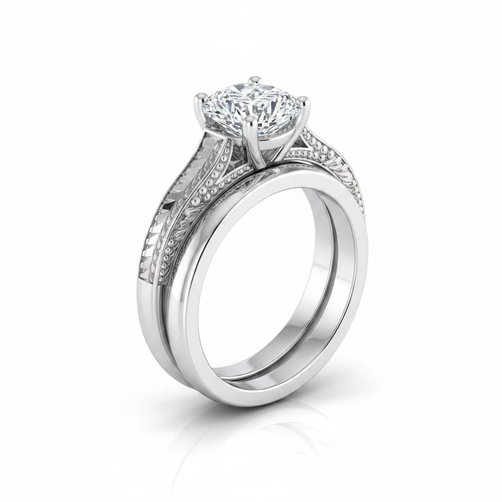 The Aida Matching Wedding Band, Cushion in 18K White Gold