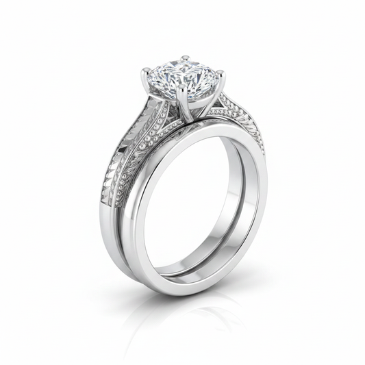 The Aida Matching Wedding Band, Cushion in 18K White Gold