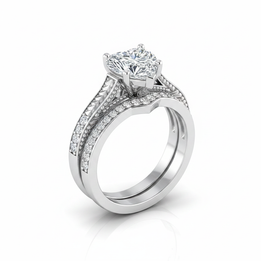 The Aida Matching Wedding Band, Heart in 18K White Gold