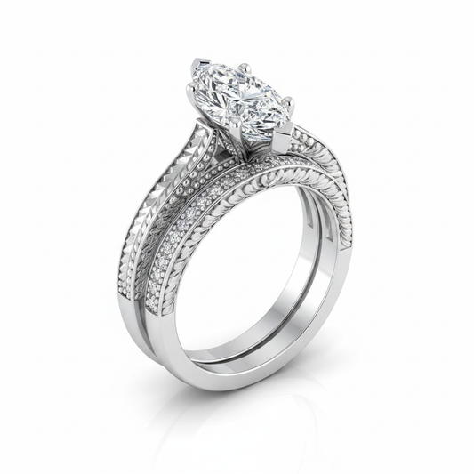 The Aida Matching Wedding Band, Marquise in 18K White Gold
