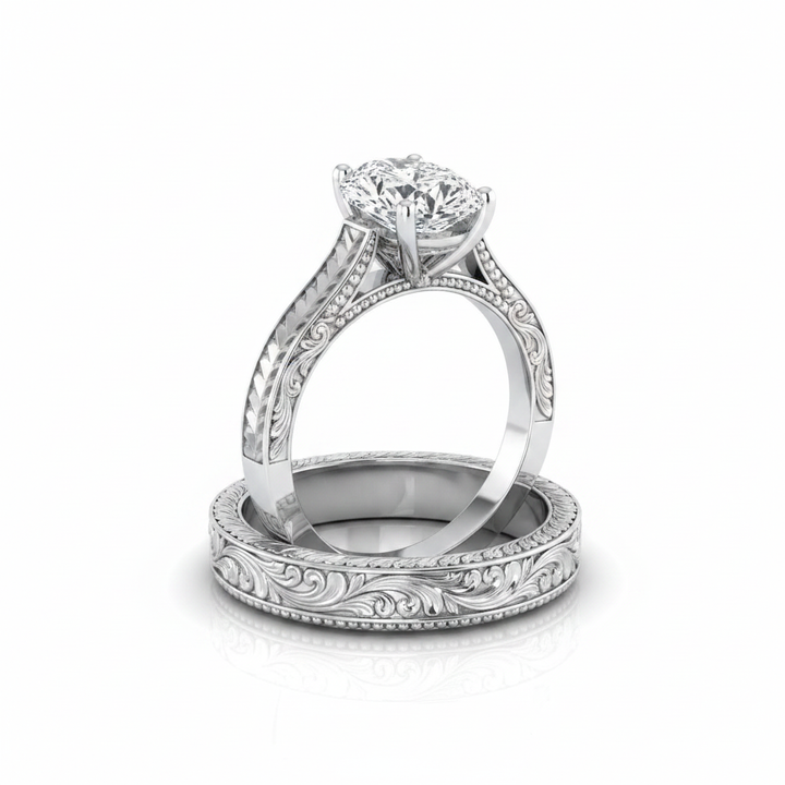 The Aida Matching Wedding Band, Oval in 18K White Gold | RockHer