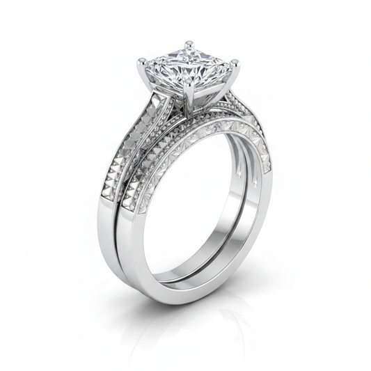 The Aida Matching Wedding Band, Princess in 18K White Gold