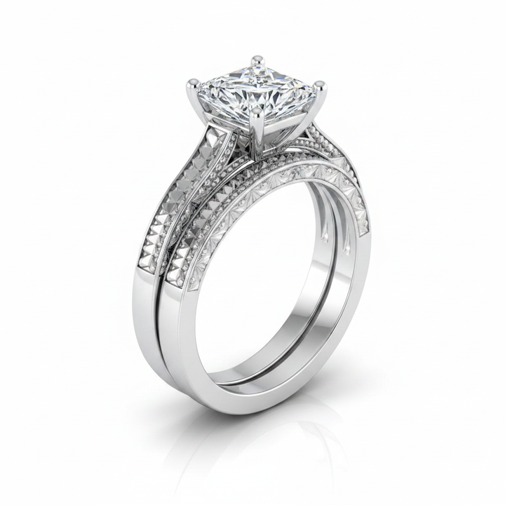 The Aida Matching Wedding Band, Princess in 18K White Gold | RockHer