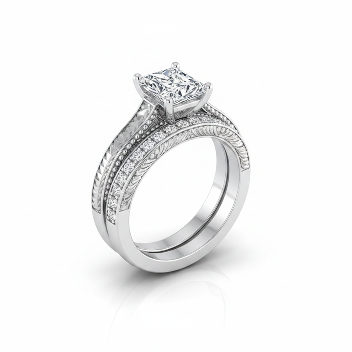 The Aida Matching Wedding Band, Radiant in 18K White Gold | RockHer