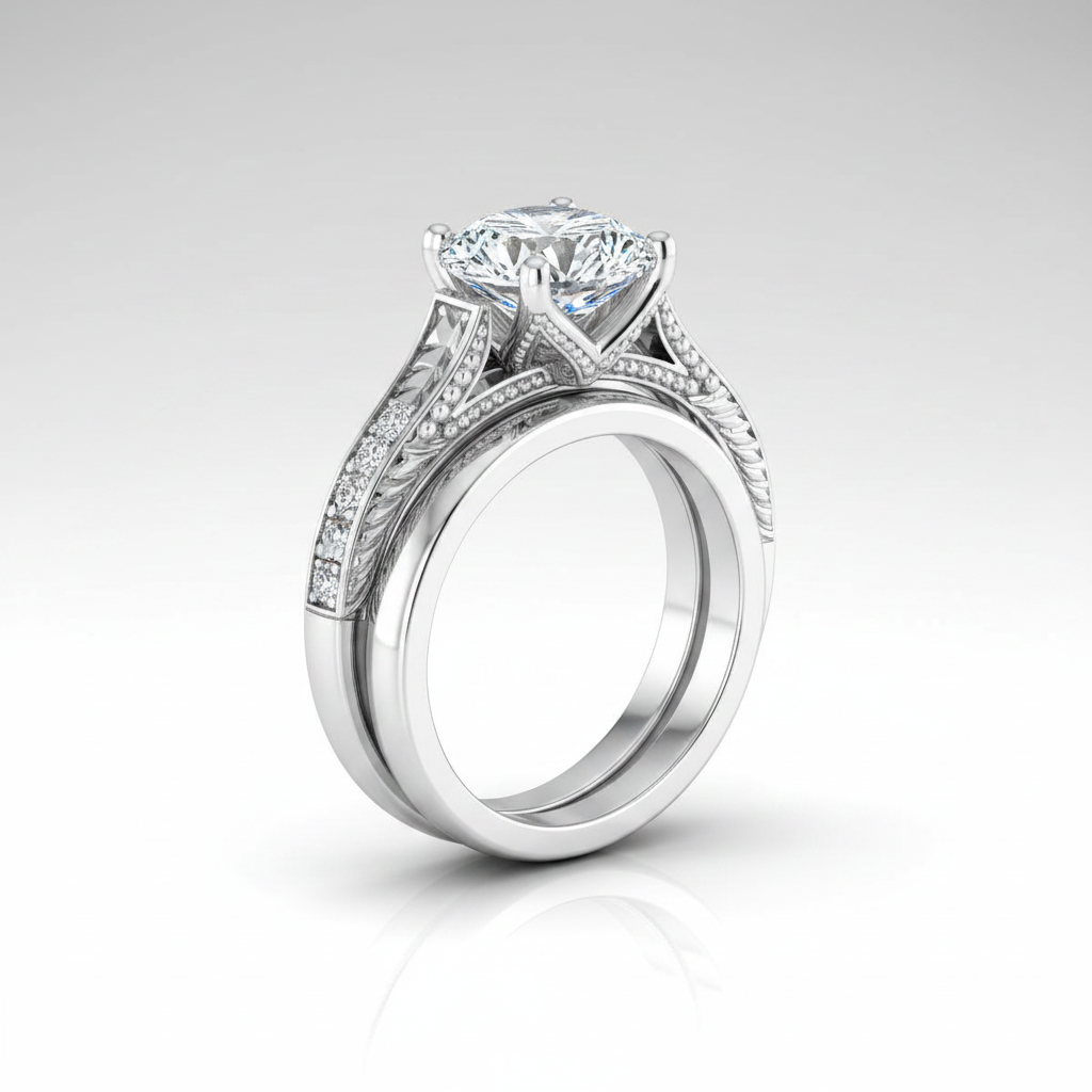 The Aida Matching Wedding Band, Round in 18K White Gold