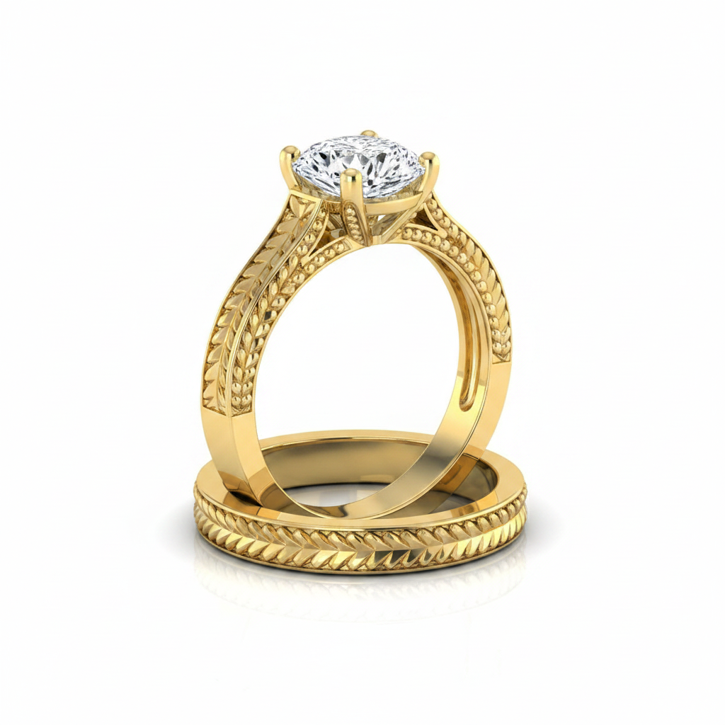 The Aida Matching Wedding Band, Cushion in 18K Yellow Gold